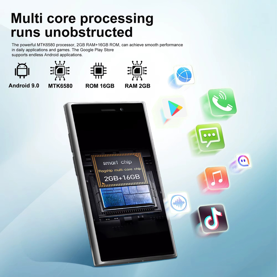 SERVO S26 Mini-Smartphone mit Android 9.0, 3G, 2GB RAM, 16GB Speicher, 3,0 Zoll Display, Dual-SIM, WLAN und Gesichtserkennung in Pink oder Black - Bild 6