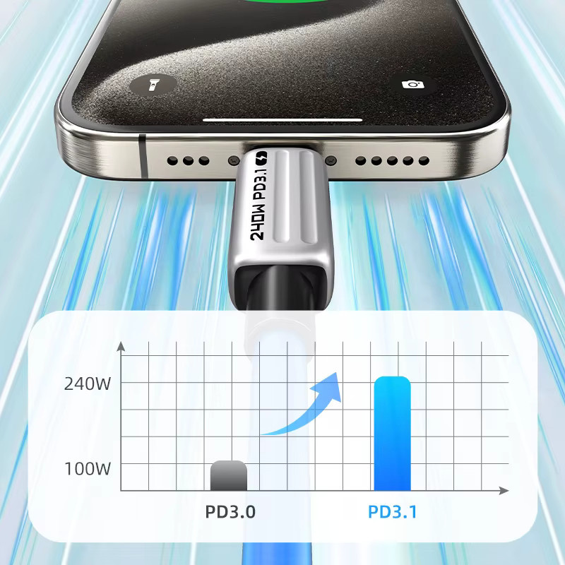 CABLETIME USB-C auf USB-C Schnellladekabel PD 240W in Blau - Bild 2