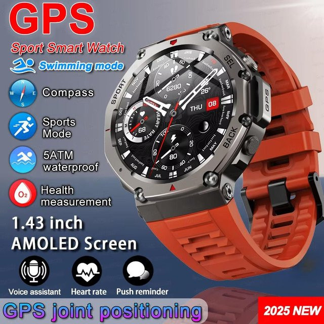 T-Rex 3 Ultra GPS Smartwatch in Rot mit Dualband GNSS, Kompass und 5 ATM Wasserdichtigkeit für Sport und Outdoor - Bild 1