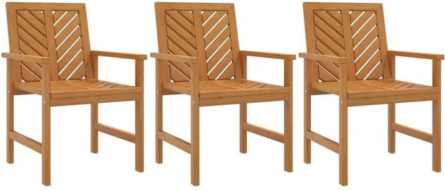 Set aus 3 vidaXL Garten-Essstühlen aus Massivholz Akazie in Braun, rustikales Design für Garten und Terrasse - Bild 1