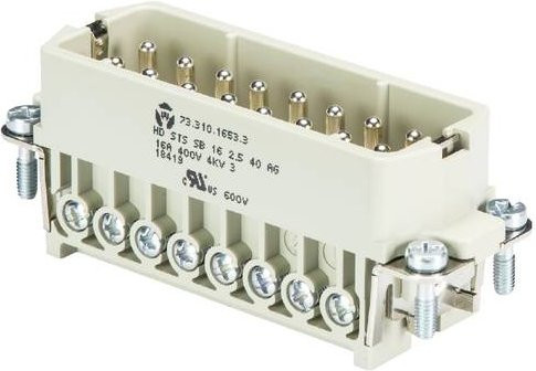 Wieland Electric Steckereinsatz 73.310.1653.0, 16-polig, Weiß, 10 Stück - Bild 1