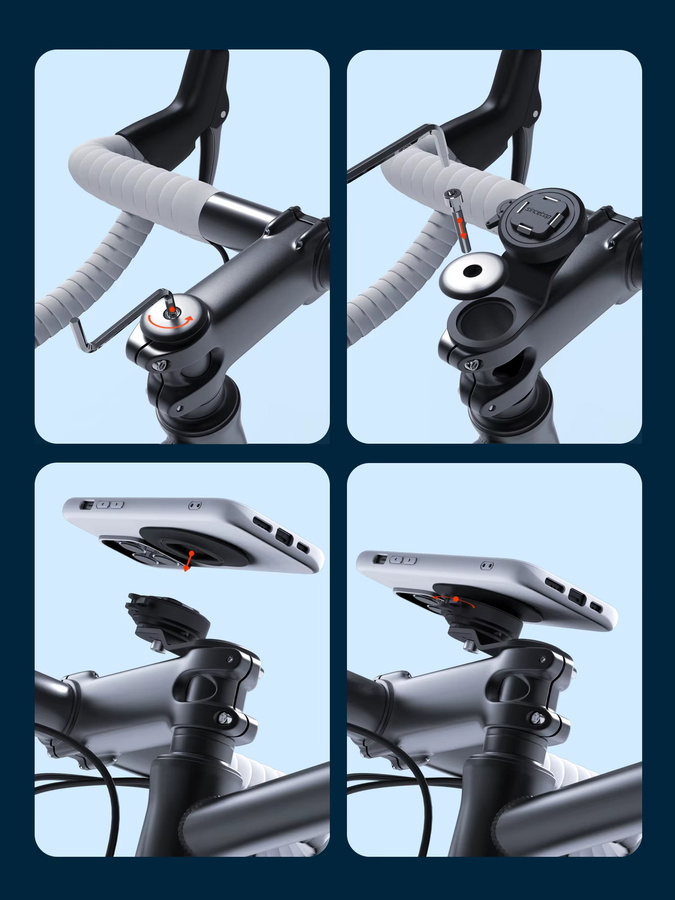 CQ Fahrrad Handyhalterung Schwarz Stabilisator für MTB und iPhone 15 - Bild 6