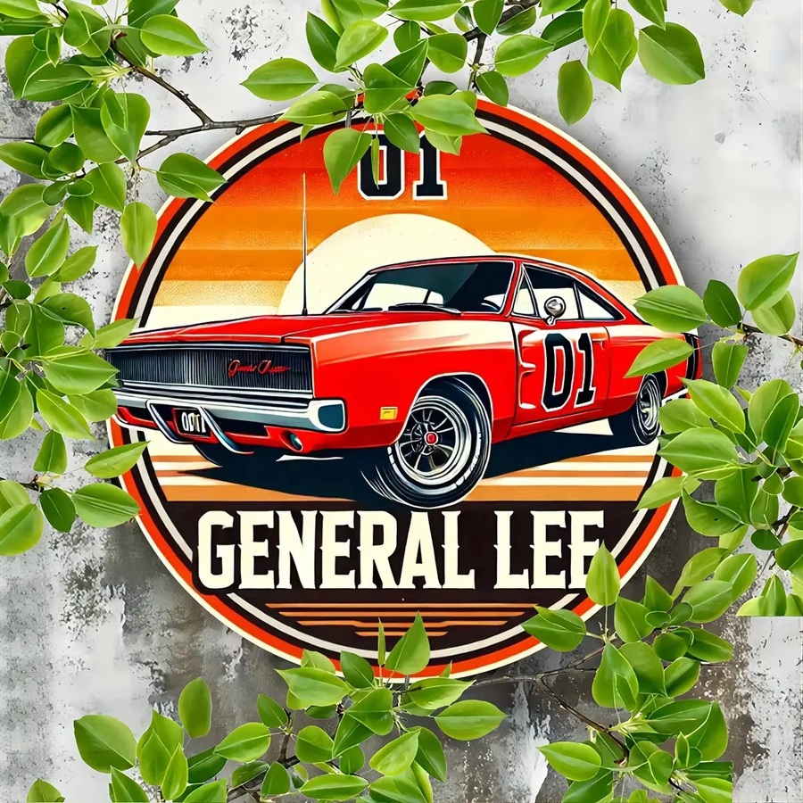 Potdemiel Vintage General Lee Racing Car Metallblechschild mit Nummer 01, Retro-Garagen-Dekor aus Metall, B/H: 20,3 x 20,3 cm, Mehrfarbig - Bild 4
