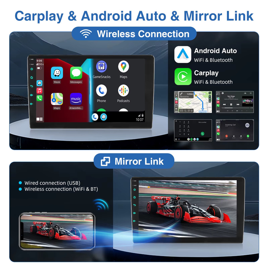 MOPECT Android 15 Autoradio für Renault Logan 2 und Sandero 2 (2012-2017), 2 DIN Multimedia-Videoplayer mit GPS-Navigation, Carplay, Schwarz - Bild 3
