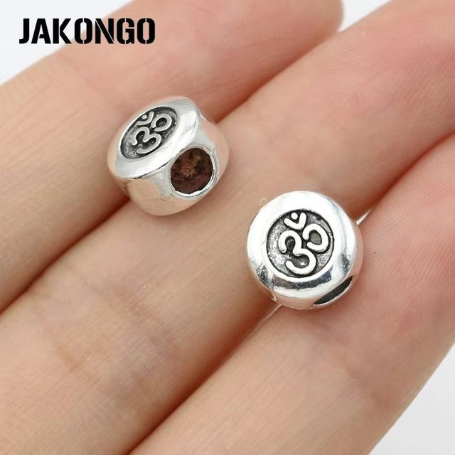 Antik versilberte Yoga Om Abstandshalter Perlen, 10mm, Unisex - Bild 1