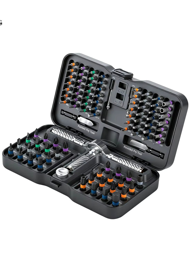 VMAN 100-in-1 Ratschen-Set mit S2-Stahl-Bits und magnetischem Design in Schwarz - Bild 6