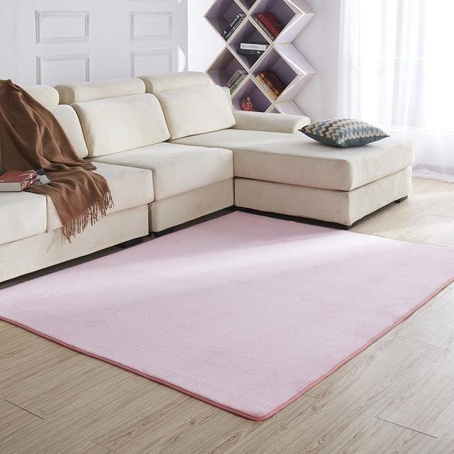 Waschbarer Samt Teppich in Koralle und Pink, rutschfeste Design Matte für Wohnzimmer und Kinderzimmer, B/T: 60 x 40 cm - Bild 1