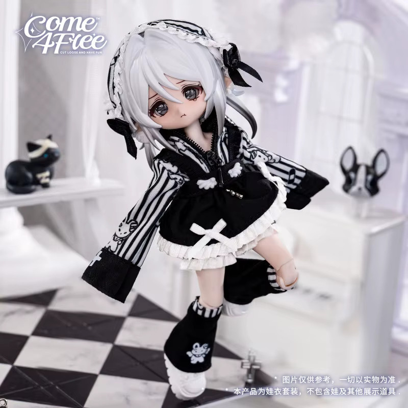 COME4FREE Rongrong Rabbit Clinic Babykleidung, OB11 Puppen-BJD-Kleidung, Schwarz - Bild 2