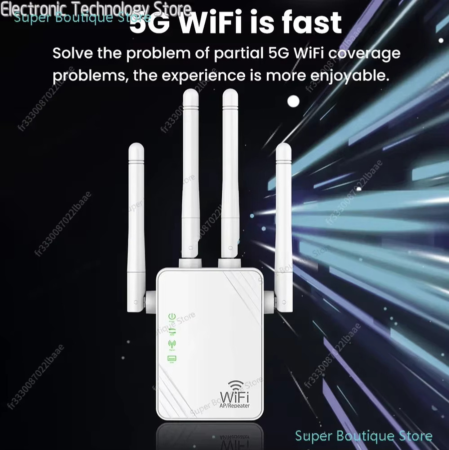 NUOYING WiFi Repeater Dual Band 5GHz 1200Mbps WLAN Verstärker in Weiß - Bild 2