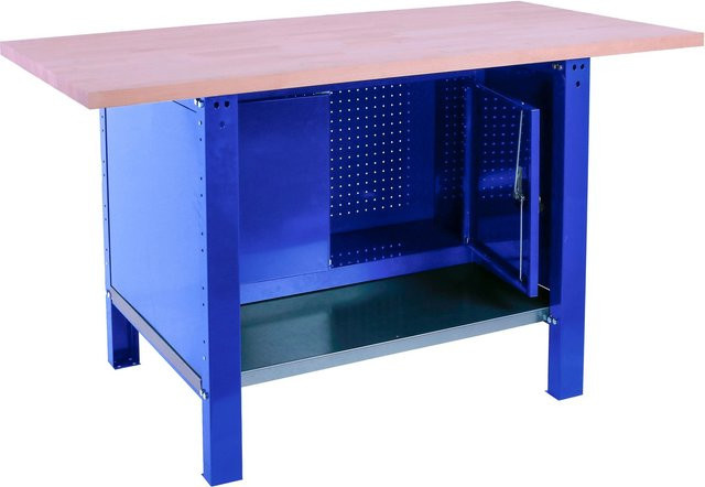 PROREGAL Werkbank BUFFALO WOOD mit Schrank in Blau, Traglast 1000 kg, H x B x T: 86,5 x 120 x 75 cm - Bild 1