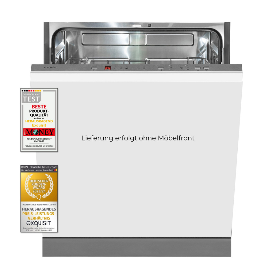 Exquisit EGSP6312-E-030D Geschirrspüler in Silber mit Aquastop und automatischem Türöffnen - Bild 1