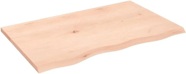 vidaXL Tischplatte aus Massivholz Eiche Unbehandelt, Farbe: Natur, B/T/H: 80 x 50 x 2 cm - Bild 1