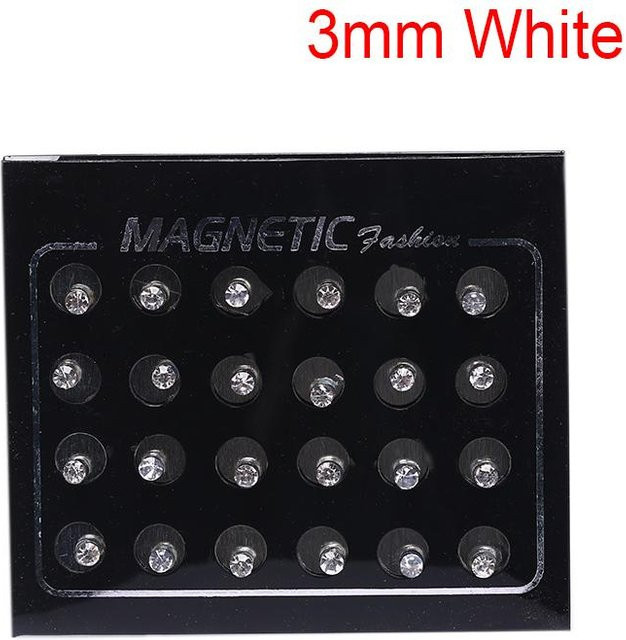 Sugarr Ohrstecker, Magnetisch, Nicht-Piercing, Runde Strass, White, Brown, 3mm, Unisex - Bild 1