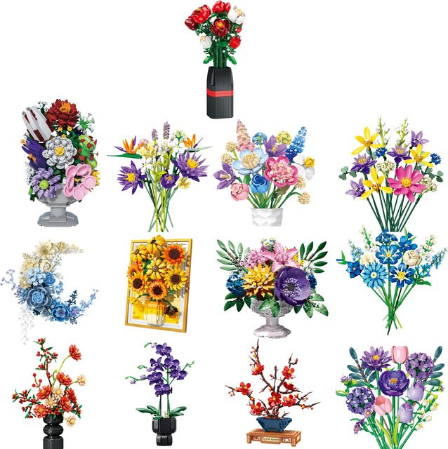 JAKI DIY Baustein-Blumenstrauß-Set Rose Orchidee Tulpe, Set / Bundle - Bild 1