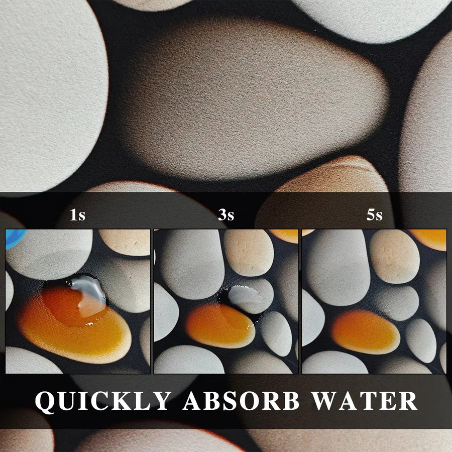 Halbrunde Badezimmer-Bodenmatte von facaishu in Nature, wasserabsorbierend, schnelltrocknend und rutschfest, B/T: 75 x 45 cm - Bild 1
