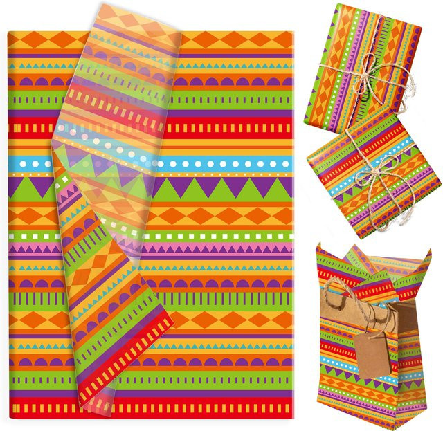 Buntes Seidenpapier mit mexikanischen Streifen für Geschenkverpackungen und Blumendekoration, Mehrfarbig - Bild 1