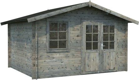 PALMAKO Blockbohlenhaus Klara in Grau mit Fenstern und Giebeldach, B/H/T: 424 x 245 x 300 cm - Bild 1
