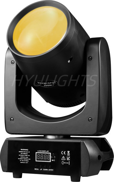 HYULIGHTS Mini BEAM SPOT LED Moving Head 200W mit 24 rotierenden Prismen, 14 Gobos und 11 Farbrädern, Schwarz - Bild 1