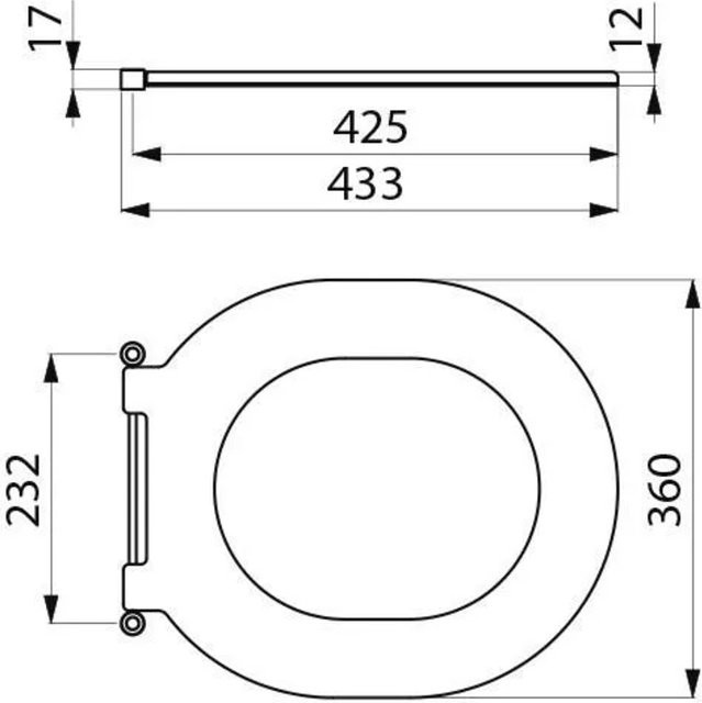 Delabie WC-Sitz S21/700 aus Polyethylen in Schwarz, ovale Form, B/T/H: 43,3 x 36,0 x 6,0 cm - Bild 1
