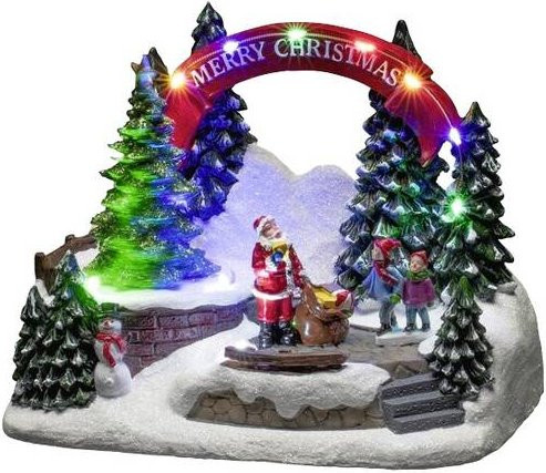 Konstsmide LED Weihnachtsszenerie Santa und Kinder Mehrfarbig aus Polyresin Breite: 19 cm - Bild 1