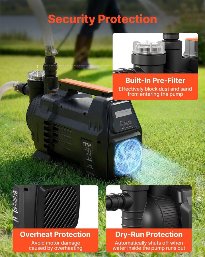 Buying Solutions MB Elektronische Flachbrunnen-Jetpumpe aus PP mit 1300W, 4800 L/H Fördermenge und 8 m Saughöhe - Bild 5