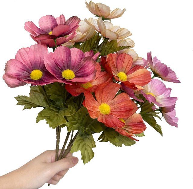 Künstlicher Kosmos-Blumenstrauß aus Seide in Vintage White zur Tischdekoration - Bild 1
