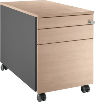 Schäfer Shop Select Rollcontainer 126 mit Griffnut in Anthrazit und Eiche-Dekor, B: 43,5 cm, T: 76,5 cm, H: 57,7 cm - Bild 1