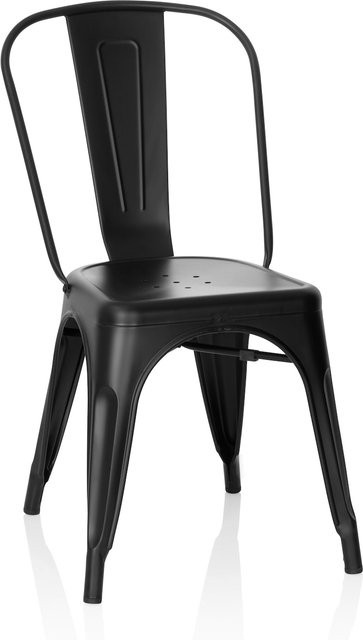 hjh OFFICE Bistrostuhl VANTAGGIO BRUSH in Schwarz aus Metall im Industry-Look ohne Armlehnen - Bild 1