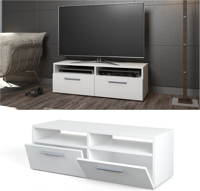 Vicco Lowboard Diego Fernsehschrank Sideboard in Weiß Hochglanz - Bild 1