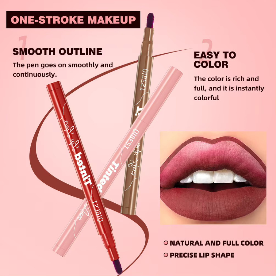 QIBEST Lippenstift und Lipliner, 5 Farben, Nude, Matt - Bild 4
