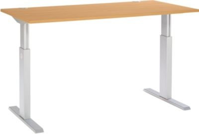Schäfer Shop Select Schreibtisch ERGO-T elektrisch höhenverstellbar Buche-Dekor/weißaluminium B/T/H: 160 x 80 x 72,5-118,5 cm - Bild 1