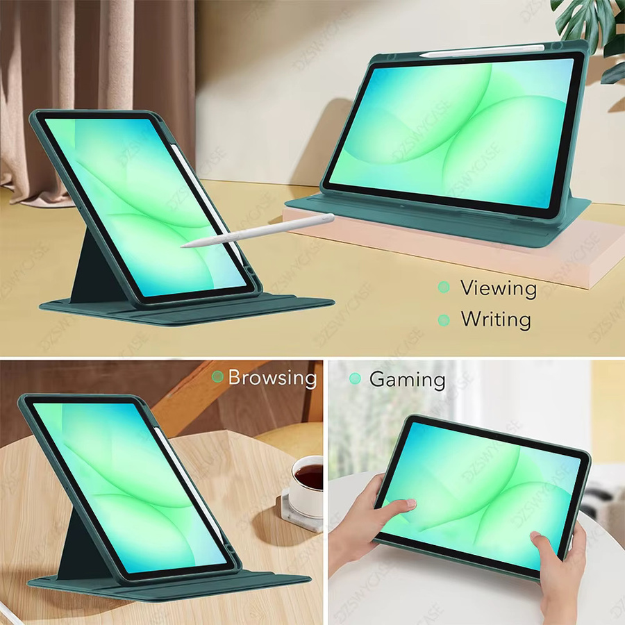 360 Grad drehbare Schutzhülle für Samsung Galaxy Tab A9 und A11 8,7 Zoll in Transparent Pink mit dreifach faltbarer Rückseite und Standfunktion sowie automatischer Schlaf- und Wachfunktion - Bild 4