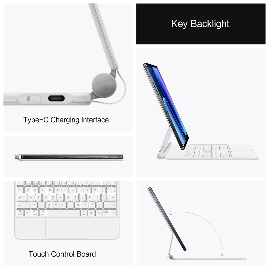 Xiaomi Folio Tastatur mit Hintergrundbeleuchtung und Touchpad für Mi Pad 8 Pro 11,2 Zoll, Magnetische Smart Cover Abdeckung in Schwarz oder Weiß - Bild 3