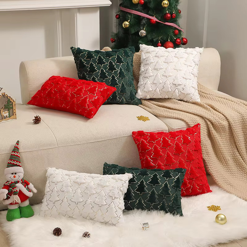 2er-Set inyahome Weihnachts-Dekokissenbezüge aus weichem Stoff in Rot und Schwarz - Bild 2