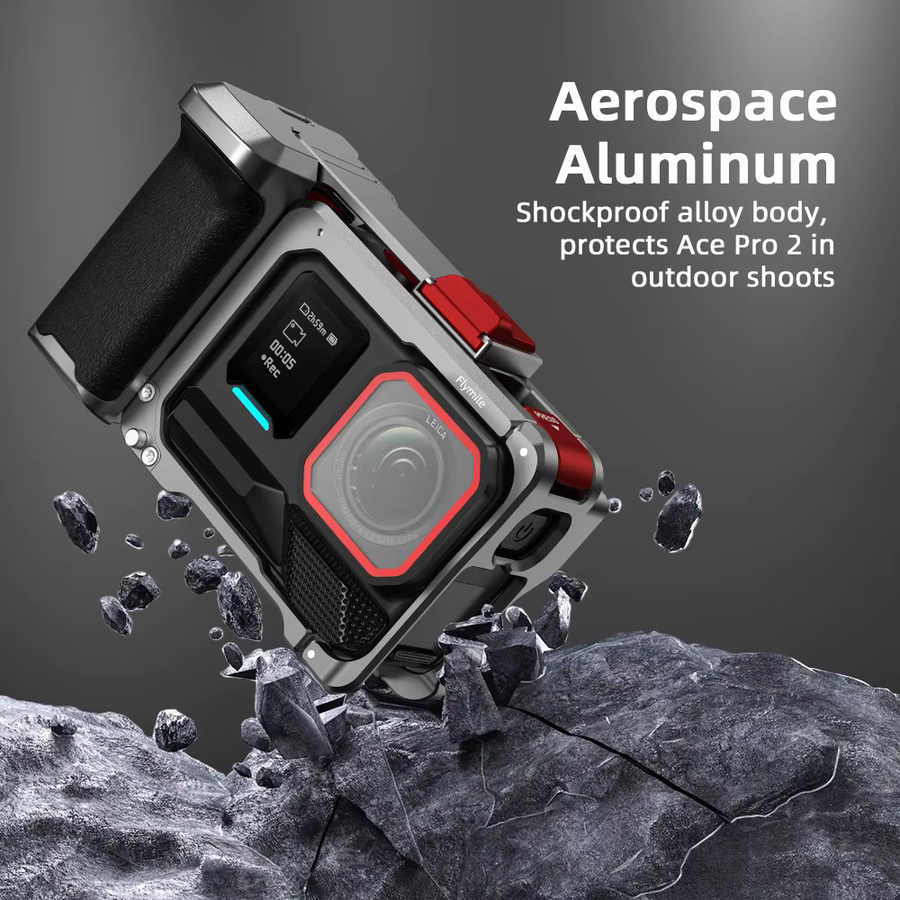 Griff Grip Kit für Insta360 Ace Pro und Ace Pro 2 aus Aluminiumlegierung mit buntem 49/52mm Objektiv Filter Adapter Ring Zubehör Set - Bild 4