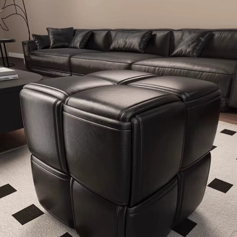 LIUSHADUOLA Polsterhocker Cube in Schwarz aus Kunstleder - Bild 2