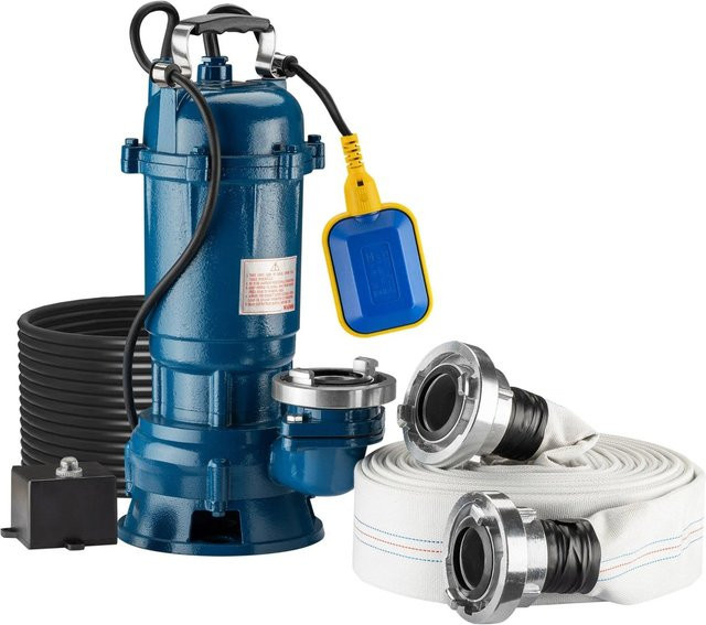 Wiltec Schmutzwasserpumpe mit Schwimmer als Fäkalien- und Baupumpe in Blau, 1500W, 36000l/h - Bild 1