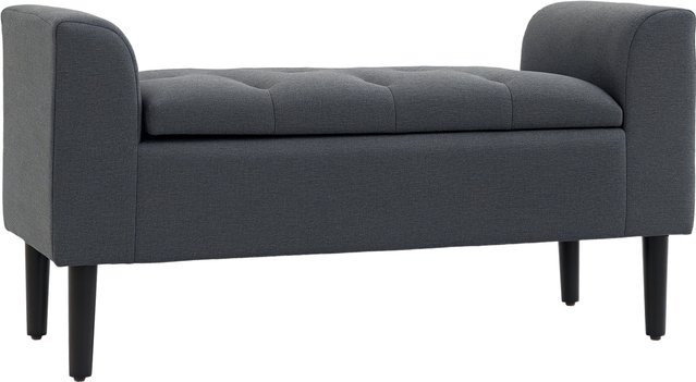 HOMCOM Sitzbank mit Stauraum als Polsterbank und Sitztruhe in Dunkelgrau, B/T/H: 116 x 44 x 58 cm - Bild 1