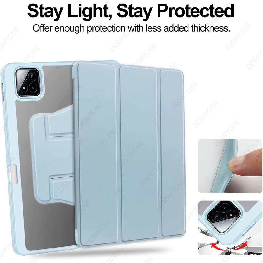 DZSWYCASE 360 Grad drehbare Schutzhülle für Xiaomi Pad 7/7 Pro und Pad 8/8 Pro 2024/2025 11,2 Zoll mit Stifthalter und Auto Schlaf-Wach-Funktion in Blau - Bild 2