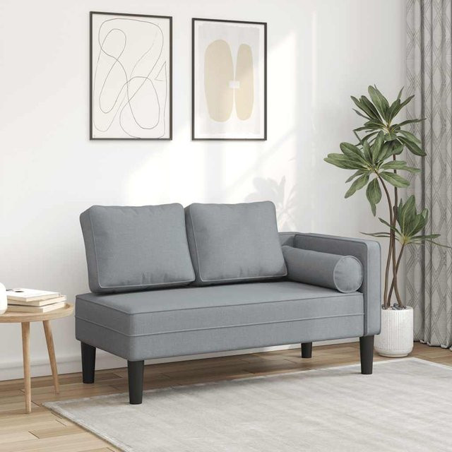 vidaXL Chaiselongue mit Kissen in Hellgrau aus Stoff mit Schaumstofffüllung, B/T/H: 116,5 x 62,0 x 57,5 cm - Bild 2