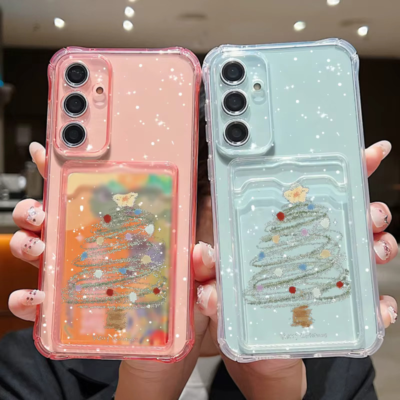 Samsung Handyhülle mit Weihnachtsbaum-Design für Galaxy S25 Edge S24 S23 S22 Ultra Plus S21 FE A56 A26 A53 A54 A15 A36 A55 A16 5G, transparent - Bild 2