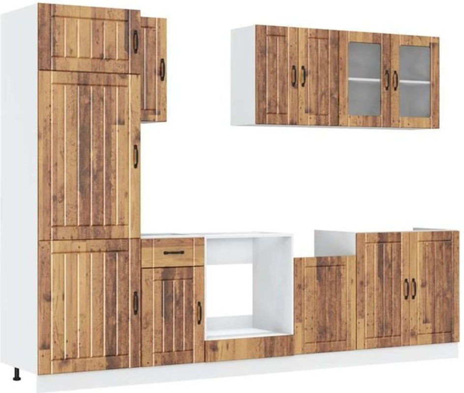 8-tlg. Küchenschrank-Set Kalmar in Braun in Altholz-Optik im Landhausstil von Vidaxl - Bild 1