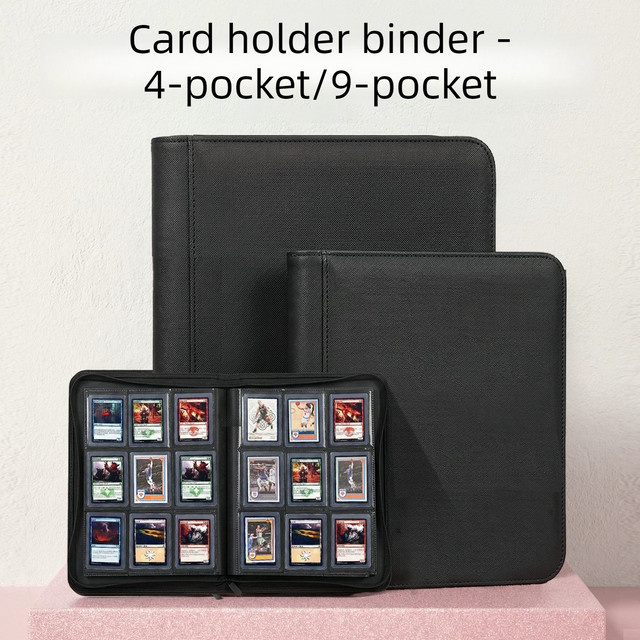 Premium Sammelkarten-Album aus PU-Leder mit Reißverschluss für 35pt Toploader, 4x9 Taschen für Pokemon, PTCG und Sportkarten, in Schwarz oder Weiß - Bild 1