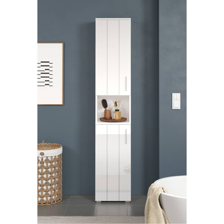 Trendteam Hochschrank Wons Badezimmerschrank Weiß Hochglanz B/H/T: 37 x 192 x 31 cm - Bild 4