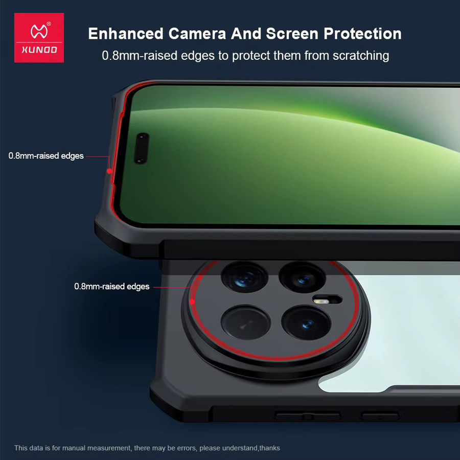 Xundd Schutzhülle für Honor Magic 8 Pro und Honor Magic 8, transparent mit schwarzen Streifen, TPU und Acryl, mit Anti-Drop-Linsenschutz - Bild 2