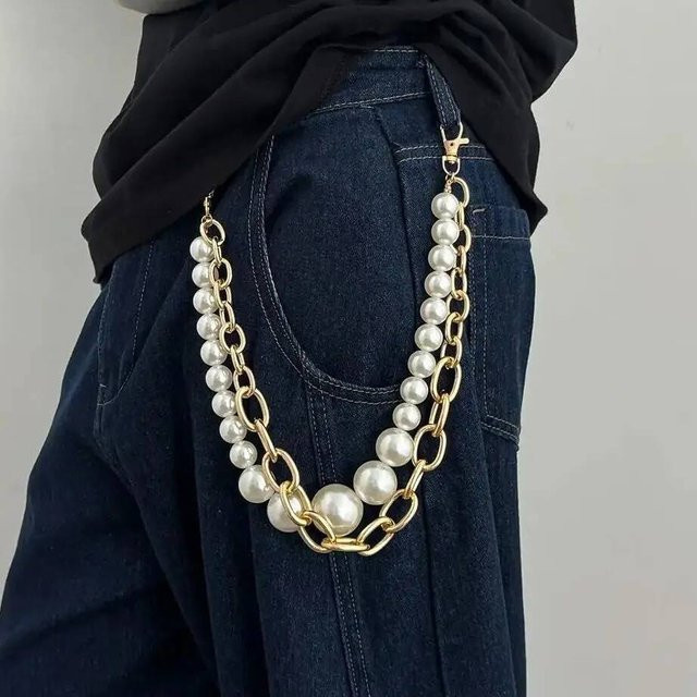 Salircon Hosenkette, Perle, Gold, Herren, Punk - Bild 1
