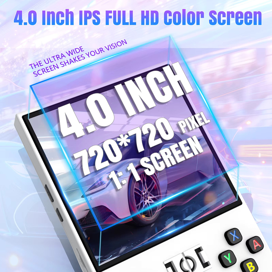 XISKT R36MAX Retro Handheld-Spielekonsole in Weiß mit RK3326 Chip, 4 Zoll Bildschirm und 64/128G Speicher für über 18000 Spiele - Bild 3