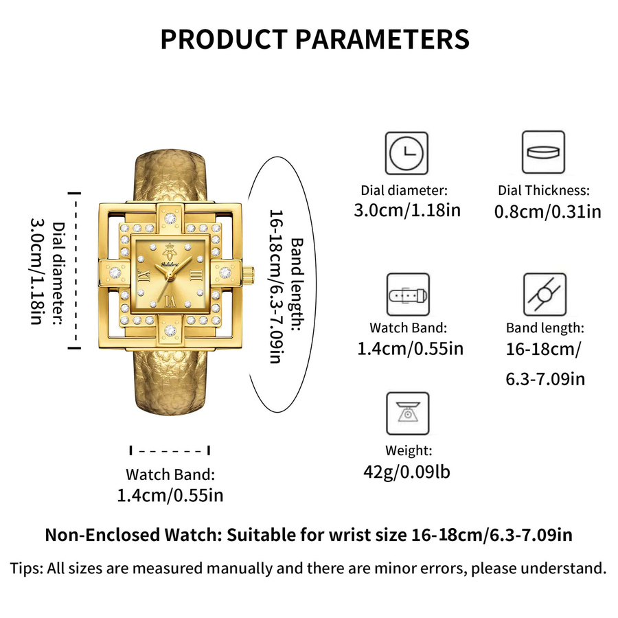 YaLaLuSi Armbanduhr Quarz, Gold, Diamantbesetzt, Damen - Bild 4
