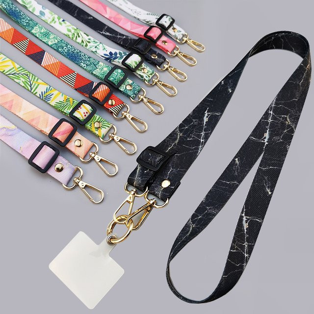 SZBRYTMAX Universal Handy Crossbody Lanyard Strap mit Marmormuster in Multicolour und Schwarz, verstellbares Umhängeband für dein Smartphone - Bild 1