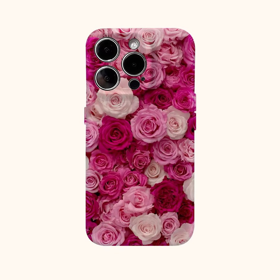 Potdemiel Handyhülle Pink Rose Bloom Art mit doppelschichtiger Rückseite für iPhone 17AIR 16E 16 15 14 13 12 11 Pro Max Plus - Bild 2
